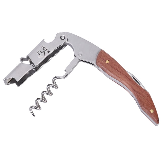 Sacacorchos, Sacacorchos profesional con cortador de láminas, Sacacorchos de cerveza de cocina multifuncional Sacacorchos de vino con cuchillo Mango de madera