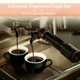 thumbnail image 4 of Unique Bargains 3 Ounce Espresso Cups Set of 4 Stackable Demitasse Mugs Includes Display Stand Cups Saucers and Spoons for Machines & Home Use Black Gold Tone, 4 of 7