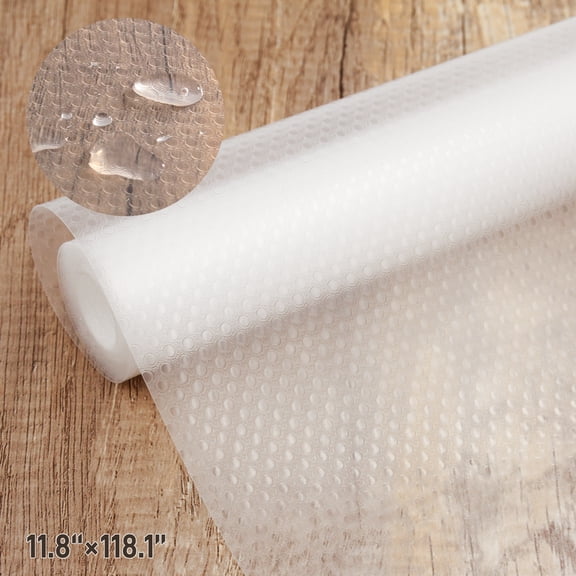 Style-Carry Clear Non Adhesive Shelf Liner Roll 11.8"×118.1" Cabinet Drawer Liner Waterproof Oil Resistant Protective Mat for Kitchen Storage Furniture