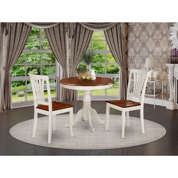 Oak Dining Set for Small Spaces - Table & 2 Chairs - Light Finish