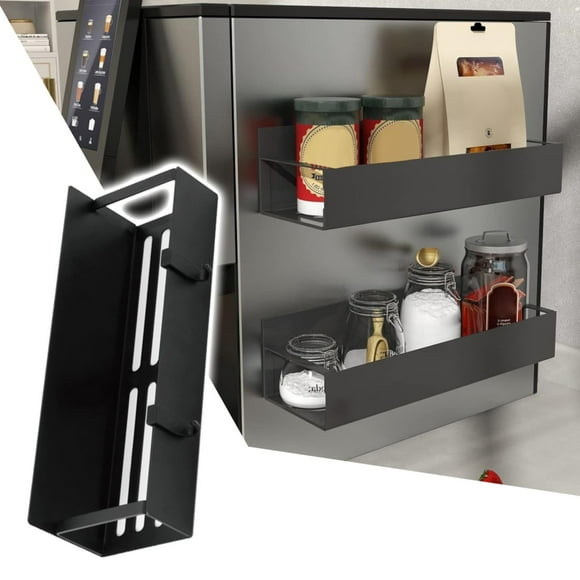 Clearance！ Cyrdddb Moveable Magnetic Spice Organizer Movable Rack Black Shelf For Refrigerators Kitchen Rack Organizer For Fridge And Microwave Oven