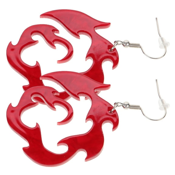 WHAMVOX Red Acrylic Flame Earrings for Women Stylish Dangle Jewelry Statement Decor Perfect Gift 1 Pair