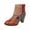 1Khaki, variant on Women's Ankle Boots Boohemian Print Short Boots Heeled Zip up Trendy Round Toe Booties