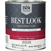1 PK, Best Look Latex Premium Paint & Primer In One Flat Enamel Interior Wall Paint, Neutral Base, 1 Qt.