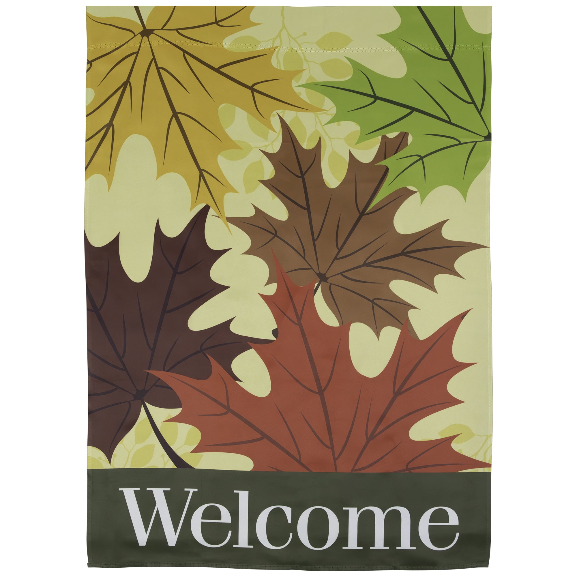 Red and Yellow Fall Leaves Welcome Outdoor Garden Flag 28" x 40"