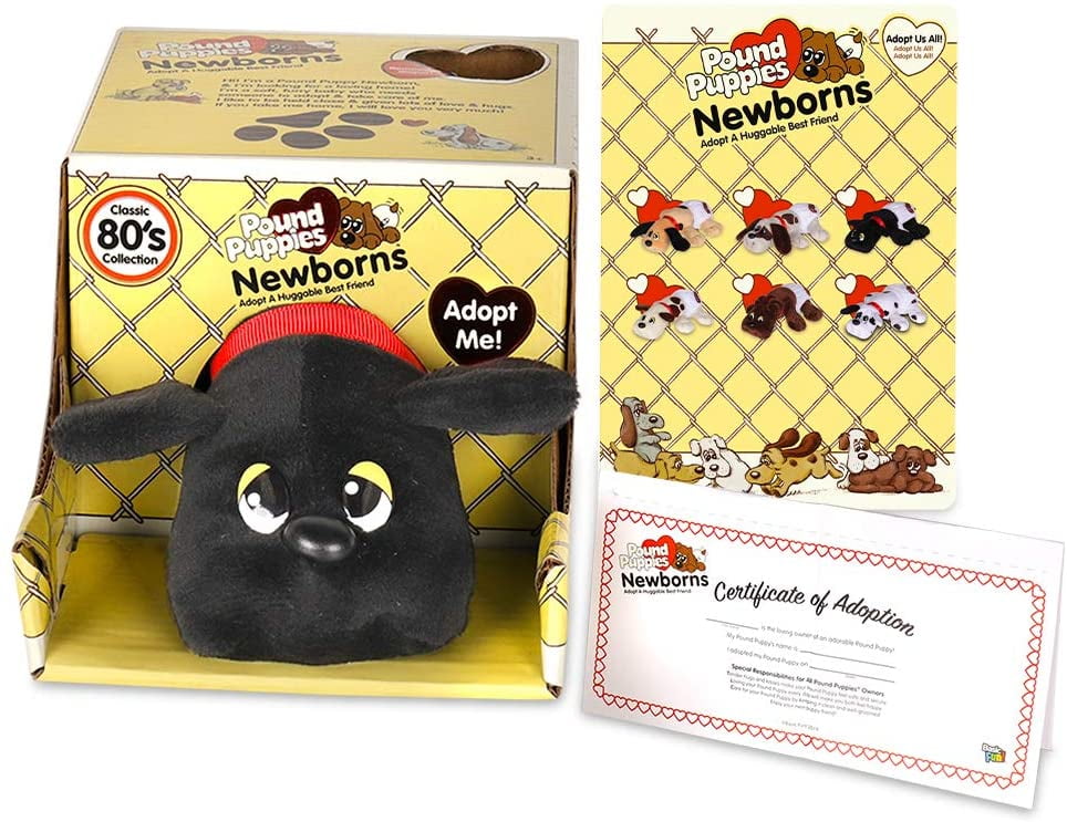 Classic Stuffed Animal Plush Toy 8" Basic Fun Pound Puppies Newborns Black 