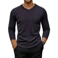 thumbnail image 2 of Hinvhai Men's Cotton V Neck Sweater Knitted Jumper Sweater Long Sleeve Pullover Top Dark Gray XL(XL), 2 of 8