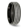 thumbnail image 5 of Auriga Fine Jewelry Stainless Steel Brushed and Polished Black IP-plated Striped 8 mm Band for Women Size 7, 5 of 7