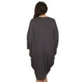 thumbnail image 4 of Women's Solid Casual Sexy Relax fit Dolman 3/4 Sleeve Side Draped Midi Dress/Made in USA, 4 of 5