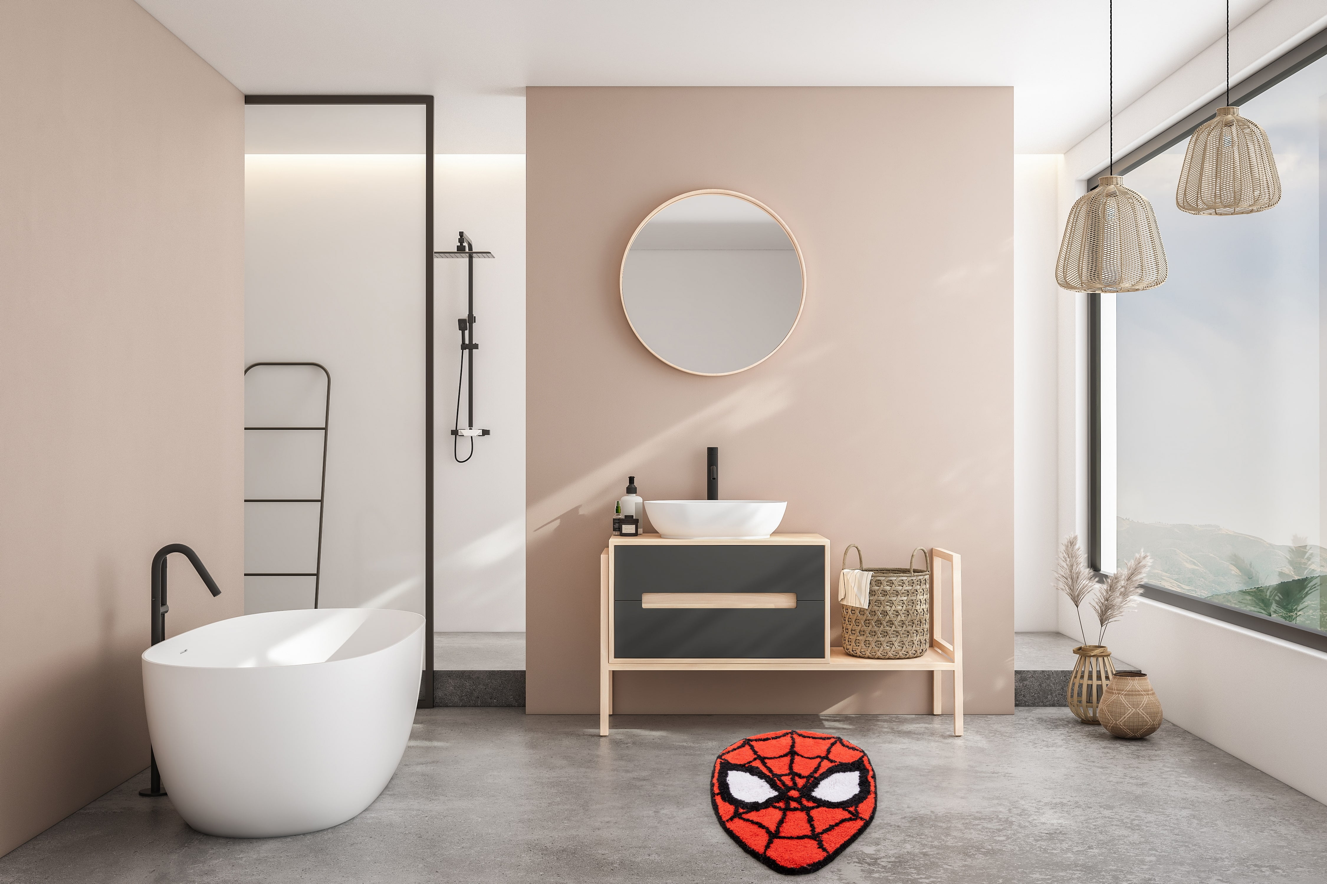 Spider-Man Kids Tufted Rug, 17" x 25", Cotton, Red, Marvel