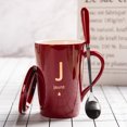 thumbnail image 3 of Taza con letras de 14,78 oz, Taza de cerámica creativa, taza de café, taza de té con tapa y cuchara, 3 of 8