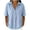 Light Blue, variant on Womens Lapel V-Neck Linen Shirts, Short Sleeve Half Placket Drop Shoulder Loose Blouse, Loose Breathable Tops for Summer Casual XXL