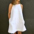 thumbnail image 2 of Summer Saving Wycnly Dresses for Women Plus Size Casual Solid Cotton Linen Tank Mini Dresses with Pocket Round Neck Sleeveless Plain Summer Short Formal Dress White XL, 2 of 7