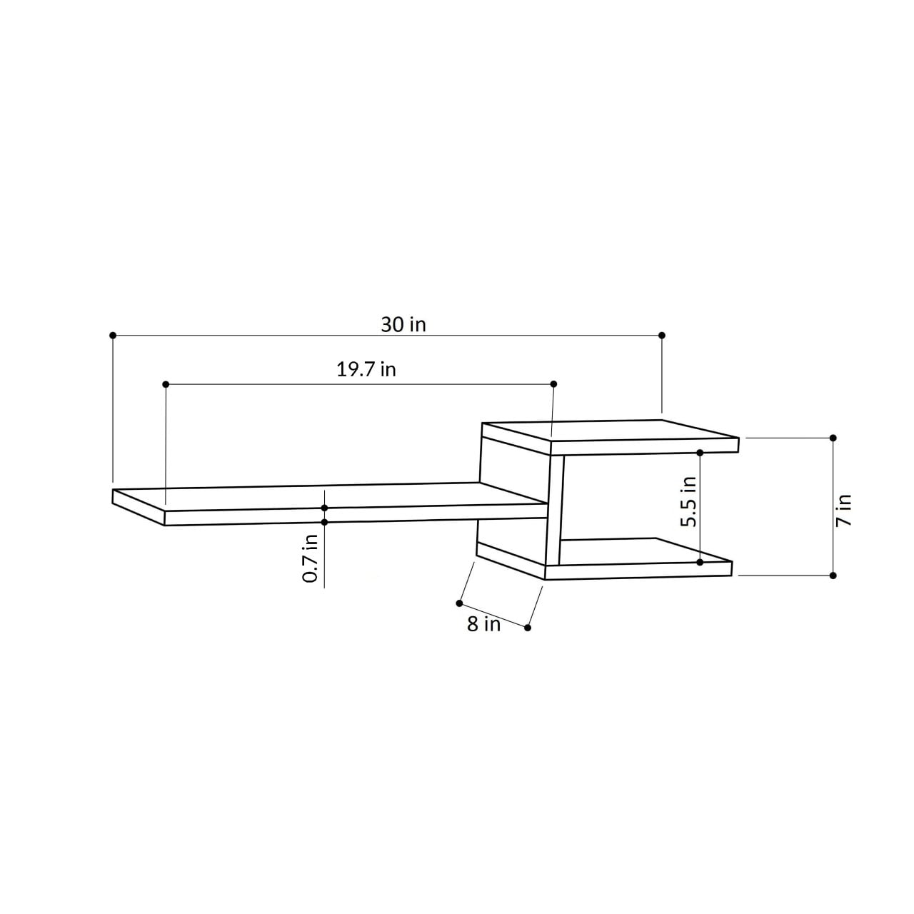 Ada Home Decor Furniture 29.53" 2 Tier Anthracite Webbs Modern Wall Shelf