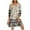 Beige, variant on Women's Casual Summer Dress Boho V Neck 3/4 Sleeve Babydoll Floral Print Flowy Side Split Beach Dress D-Beige