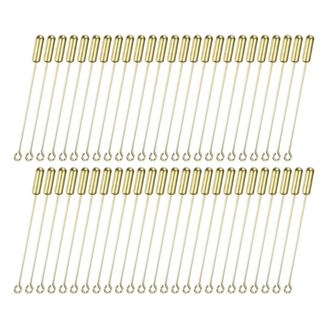 Paquete de 50 alfileres de broche de 2 pulgadas con extremos de tapón para ropa y accesorios.