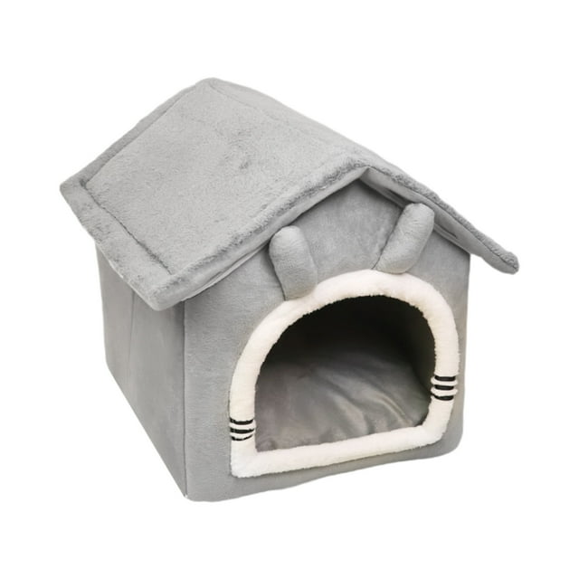 Cheapark Winter Cat Cave Bed Semi-Enclosed Warm Sleeping Bag with Removable Cushion for Small Pets