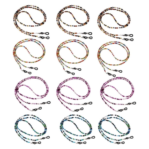 12 PCS Beaded Eyeglass Chains,Colorful Acrylic Glasses Straps Around Neck Holder for Women Daily Wear