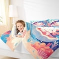 thumbnail image 4 of Manfei Funny Axolotl Child Full Size Comforter Sets, Blue Pink Cartoon Bedding Comforter Set, Kawaii Cute Seashell Sealife Reversible Bedding Sets, Ultra Soft Home Decor, 3pcs, 4 of 8