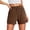Brown, variant on Yoga Shorts Women Casual Pocketed High Waist Elastic Waistband Training Plus Size Shorts for Women,Black,S