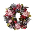 thumbnail image 1 of Door Wreath, Artificial Flower Peony Wreath - Four Seasons Front Door Decor with Peony and Green Leaves (35cm, Mix), 1 of 5