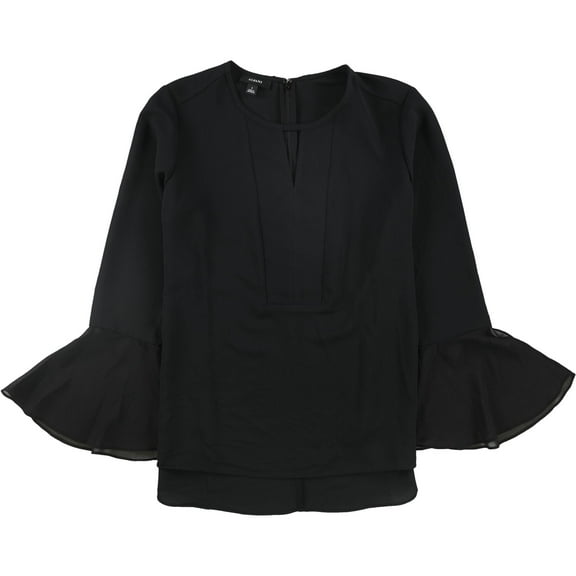 Alfani Womens Sheer Bell-Sleeve Pullover Blouse, Black, Small