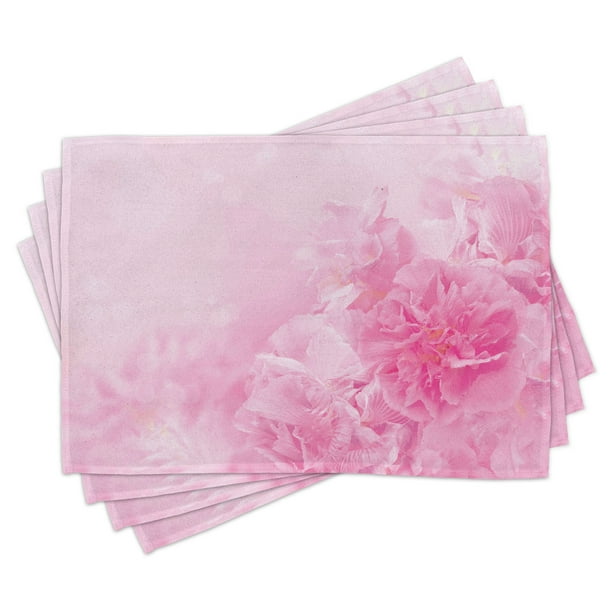 Light Pink Placemats Set of 4 Spring Flowers Close Up View Florets