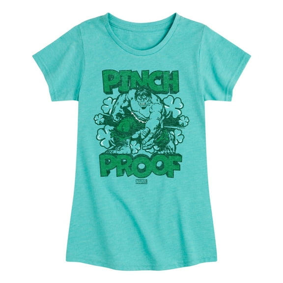 Marvel The Incredible Hulk - St Patrick's Day Pinch Proof - Toddler And Youth Girls Fitted Short Sleeve Graphic T-Shirt