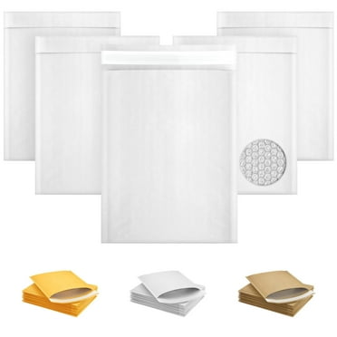 White Kraft Bubble Mailer Envelopes, 8.5 x 11 Inches. 200 Pack Mail Padded Envelopes Self Seal. Waterproof Kraft Bubble Mailers. Tear-Resistant Padded Mailing Envelopes