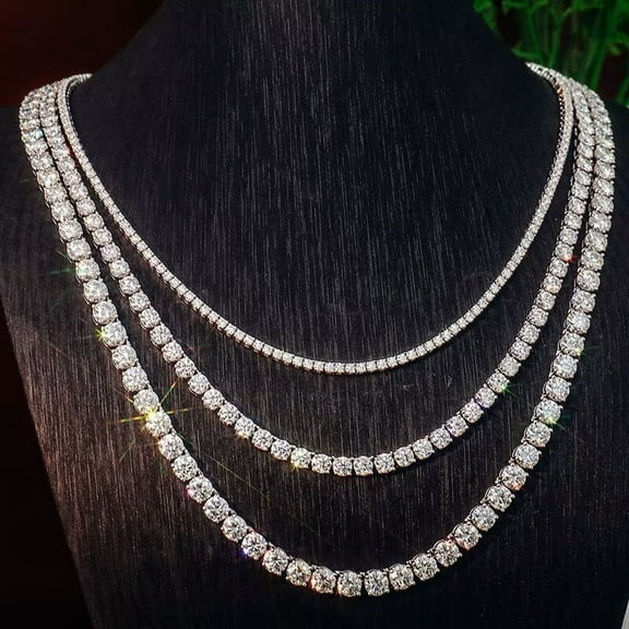 Fine Chains Necklaces Moissanite Tennis Chain Necklace 925 Sterling Silverg 3mm 20 Inches
