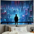 thumbnail image 2 of PRATYUS Punk Cityscape Tapestry Skyscrapers Skyline 3D Urben Building Neon Lights Night Wall Hanging Tapestries Flannel for Bedroom Living Room  60x50inch, 2 of 6
