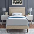 thumbnail image 4 of Virginia Queen Fabric Platform Bed with Squared Tapered Legs Beige, 4 of 11