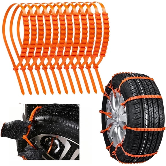 Universal Anti-Skid Snow Tire Chains, 20PCS Reusable Portable Emergency Tire Chains, Heavy Duty Adjustable Plastic Anti-Skid Ties for SUV, Pickup Truck, Sedan on Snow, Mud & Icy Winter Roads
