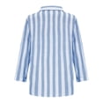 thumbnail image 4 of Women's Striped Button Down Shirt Long Sleeve Casual Linen Blouse Loose Fit Office Work Wear Spring Summer Outfit Light Blue S, 4 of 6