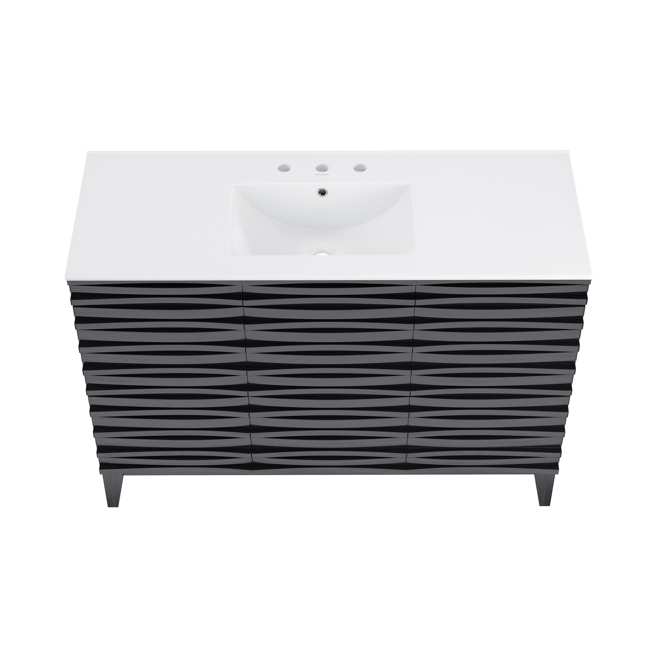 Cascade 48 in. Black Oak Bathroom Vanity With White, 3-Hole Ceramic Sink Top