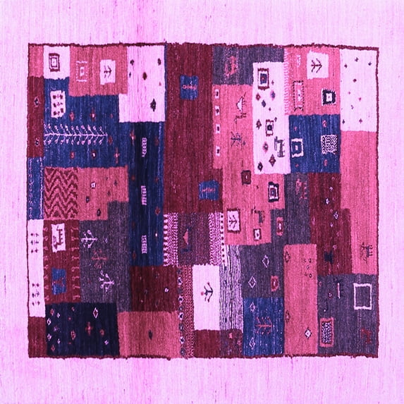 Ahgly Company Indoor Square Abstract Purple Contemporary Area Rugs, 5' Square