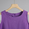 thumbnail image 6 of Dazajoo Linen Cotton Summer Tank Tops for Women Sleeveless Round Neck Shirts Solid Color Basic Vest Tee,Purple,L, 6 of 7