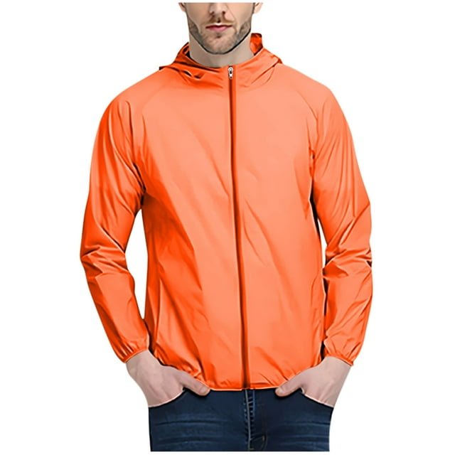 Ohufall Sports Hoodies Jacket for Men Sun Protection Full Zip Lightweight Windproof Jacket Quick Dry Workout Long Sleeve Coat Hooded Athletic Jacket
