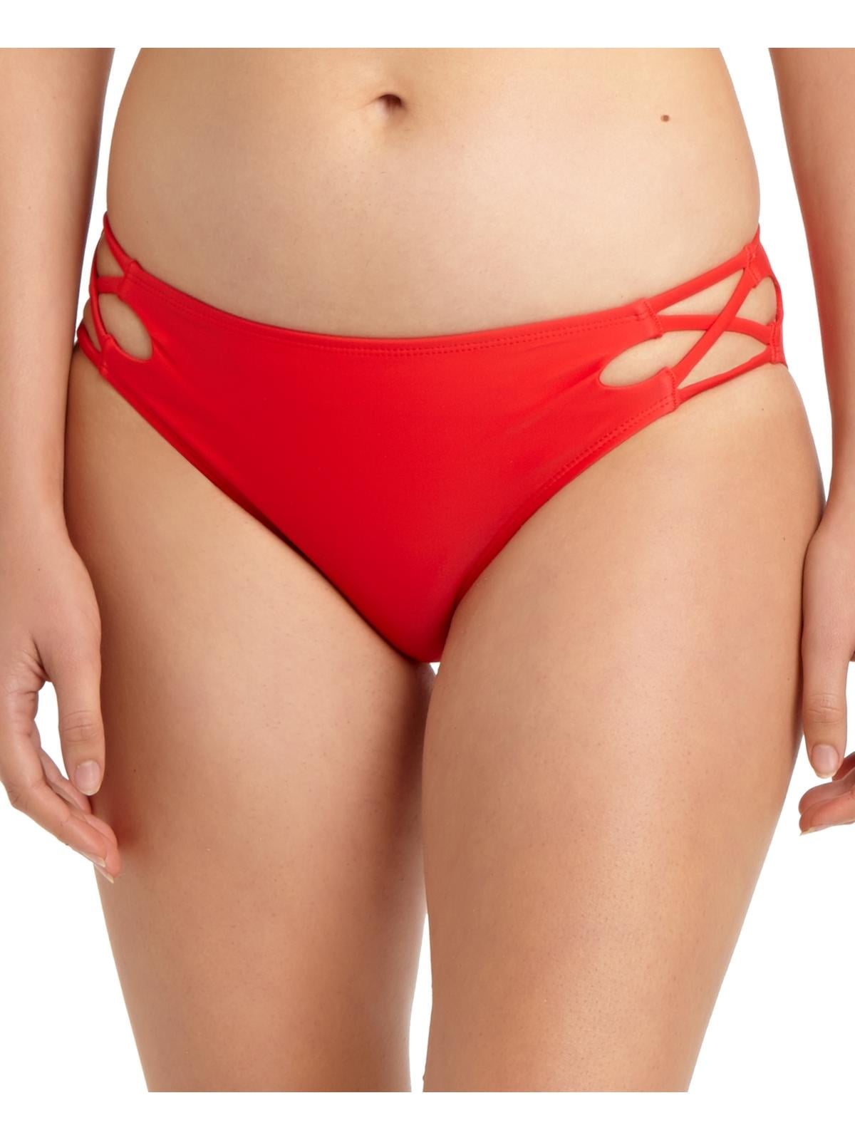 US Large Details about   PilyQ RED Lust Basic Ruched Full Cut Bikini Swim Bottom 