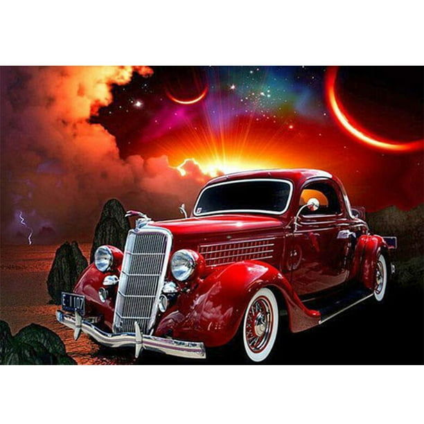 Diamond Painting (DB5572) Resin Square Kit 5D Retro Car Wall Handicraft (YQ9006) 40x50cm Hugtrwg Para estrenar