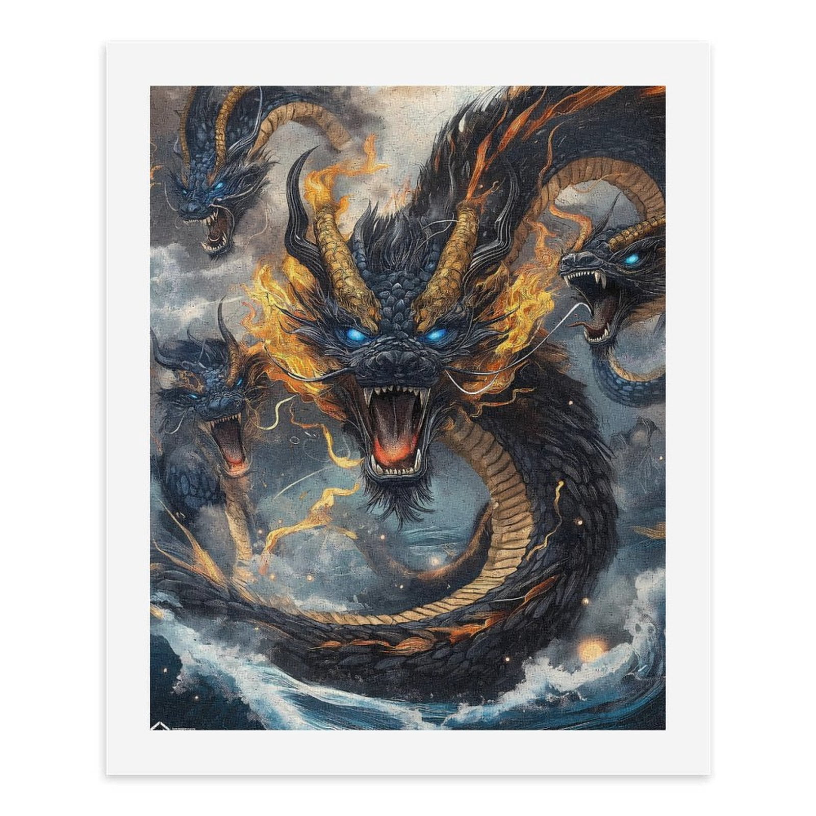 Paint By Numbers Kit for Adults Beginner - DIY Fierce Mythical Fire Water Dragon Art Canvas Painting Kits for Adults, Frameless Paint By Number for Adults for Home Wall Decor 16x20 Inch