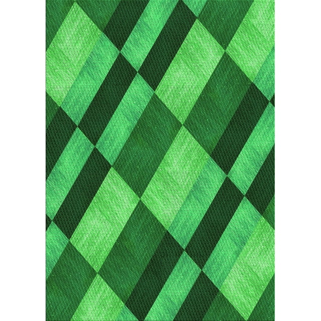 Ahgly Company Tapis Rectangulaire Lavable en Machine Intérieur Vert Transitionnel, 6 Pieds x 9 Pieds