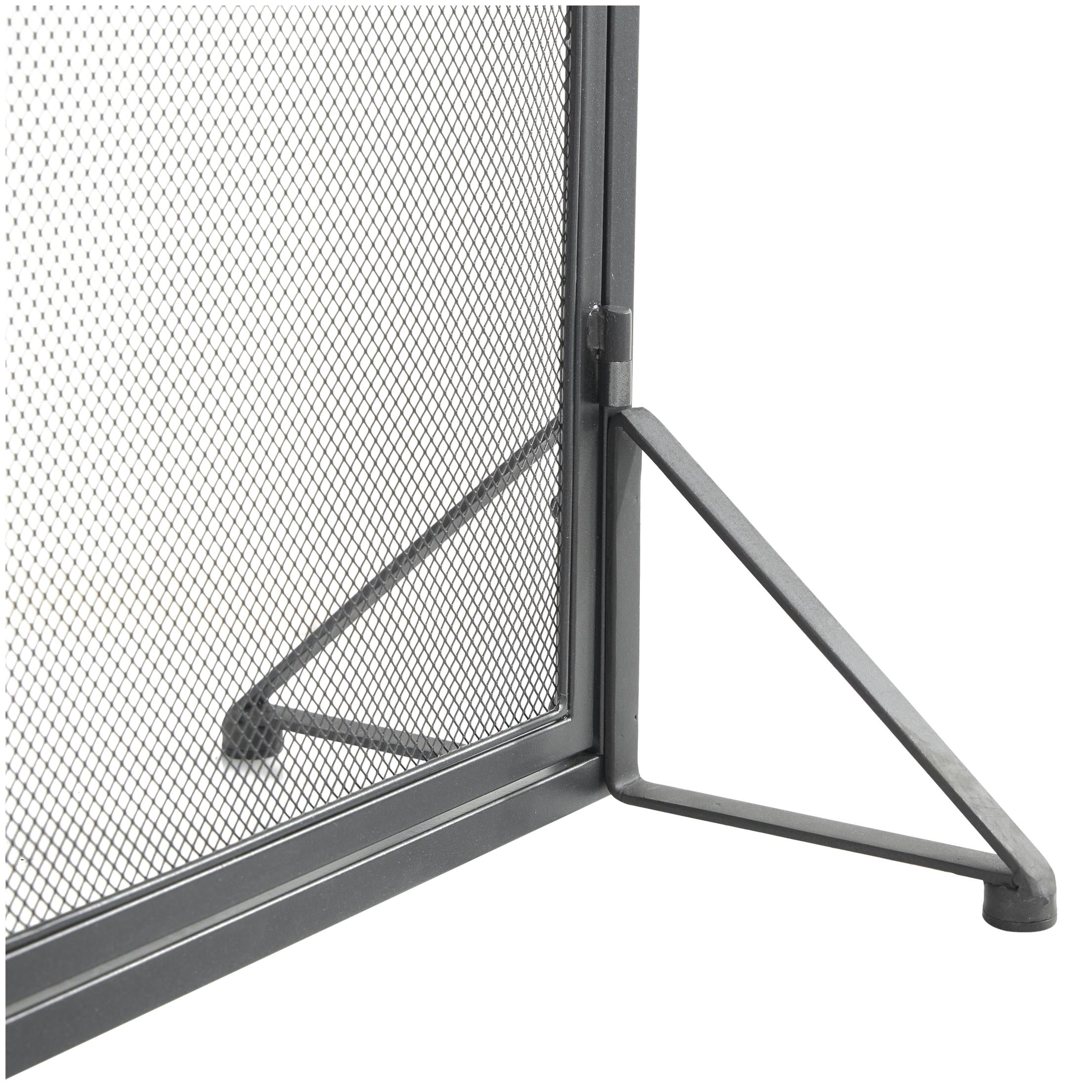 DecMode 39" x 32" Black Metal Single Panel Fireplace Screen with Arch Inspired Doors and Handles, 1-Piece