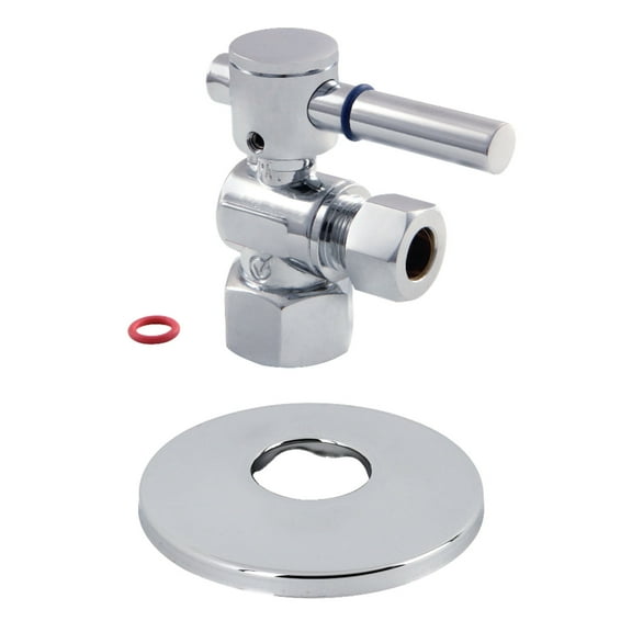 Kingston Brass CC43101DLK 1/2" FIP x 3/8" OD Comp Quarter-Turn Angle Stop Valve with Flange, Polished Chrome