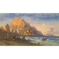 thumbnail image 2 of Carlo Bossoli 24x15 Black Ornate Framed Double Matted Museum Art Print Titled: Coastal Landscape, Southern Italy, 2 of 5