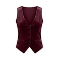 thumbnail image 6 of Zynoxe Vest Tops for Women 2026 Velvet Sleeveless V Neck Button down Fitted Waistcoat with Pockets Solid Color Casual Party Daily Summer Vest, 6 of 7