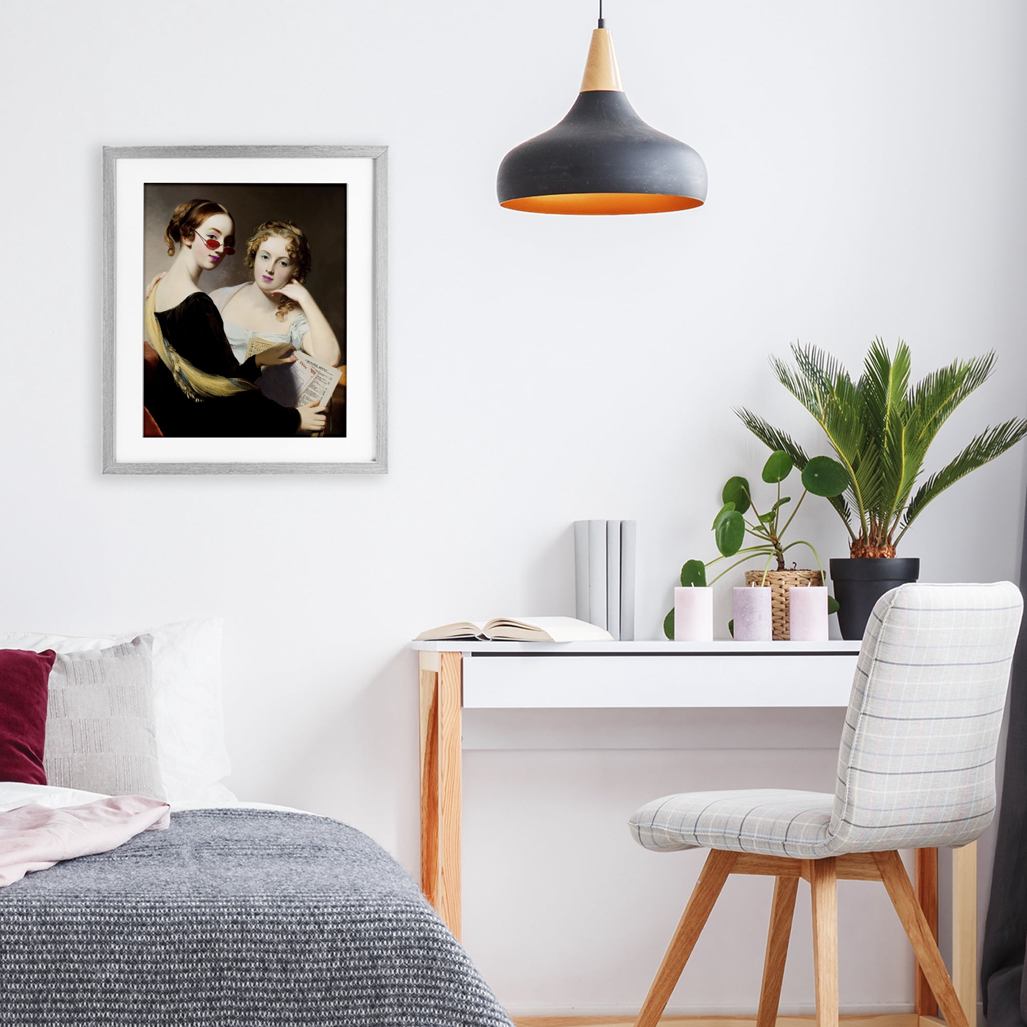 Stupell Industries Vintage Ladies Ordering Takeout Gray Framed Print Under Glass, design by Wild Apple Portfolio
