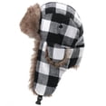 thumbnail image 2 of Buffalo Plaid Aviator Fur Trapper Hat Ushanka Eskimo Russian Bomber Hat with Ear Flaps for Women Men, 2 of 5