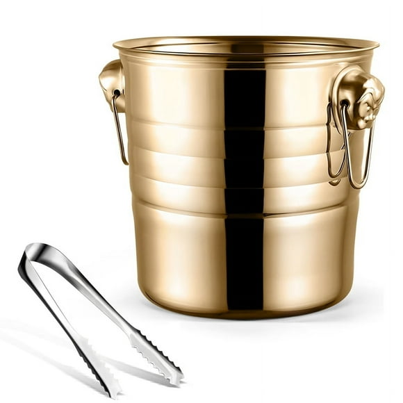 1PC 3L Stainless Steel Ice Bucket Thick Ice Bucket Ice Bucket (Gold)