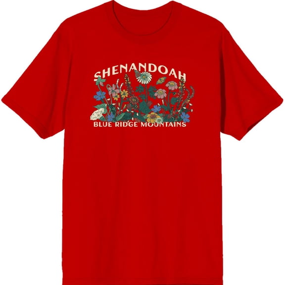 Elevation 7573 Shenandoah Wildflowers Red Men's Crew Neck Short Sleeve Tee-Medium